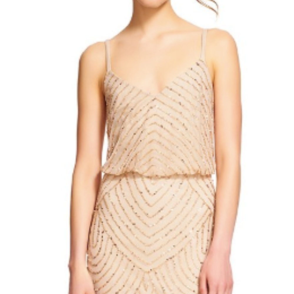 Adrianna Papell Women's Long Beaded Blouson Gown